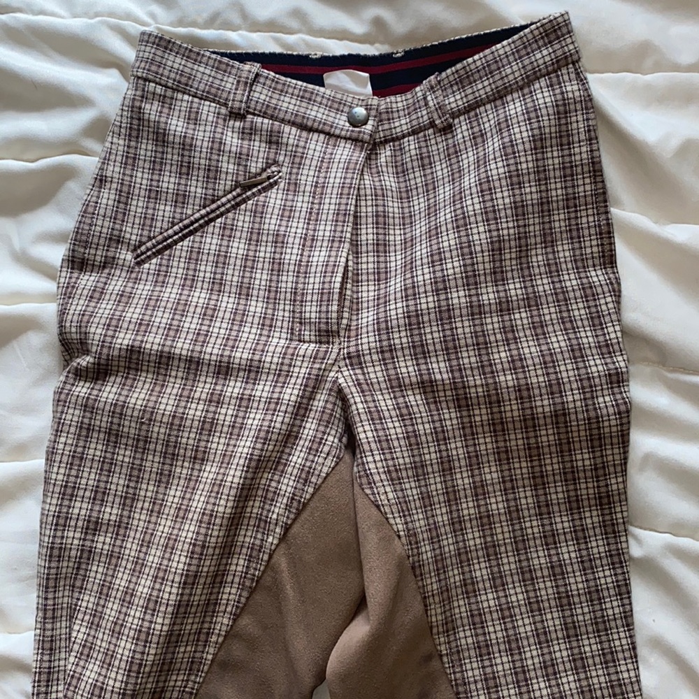 Plaid full seat riding breeches 26”